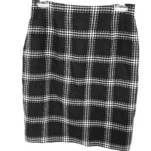 Black and white wool plaid skirt